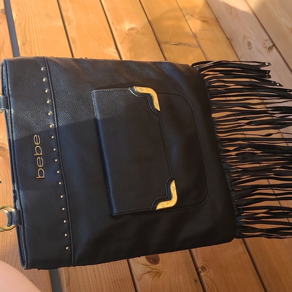 BEBE Black Fringe Shoulder Bag - Picture 12 of 13